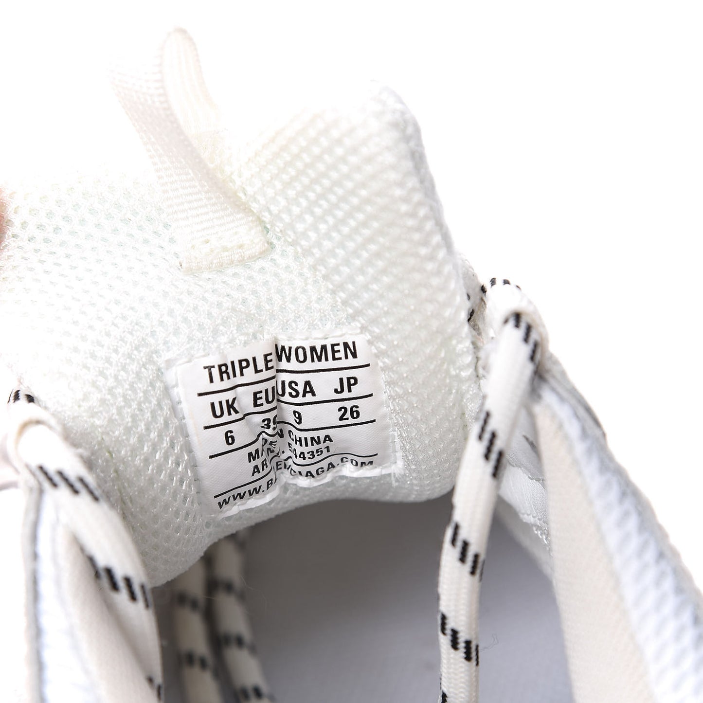 Fabric Mesh Clear Sole Womens Triple S Sneakers 39 White