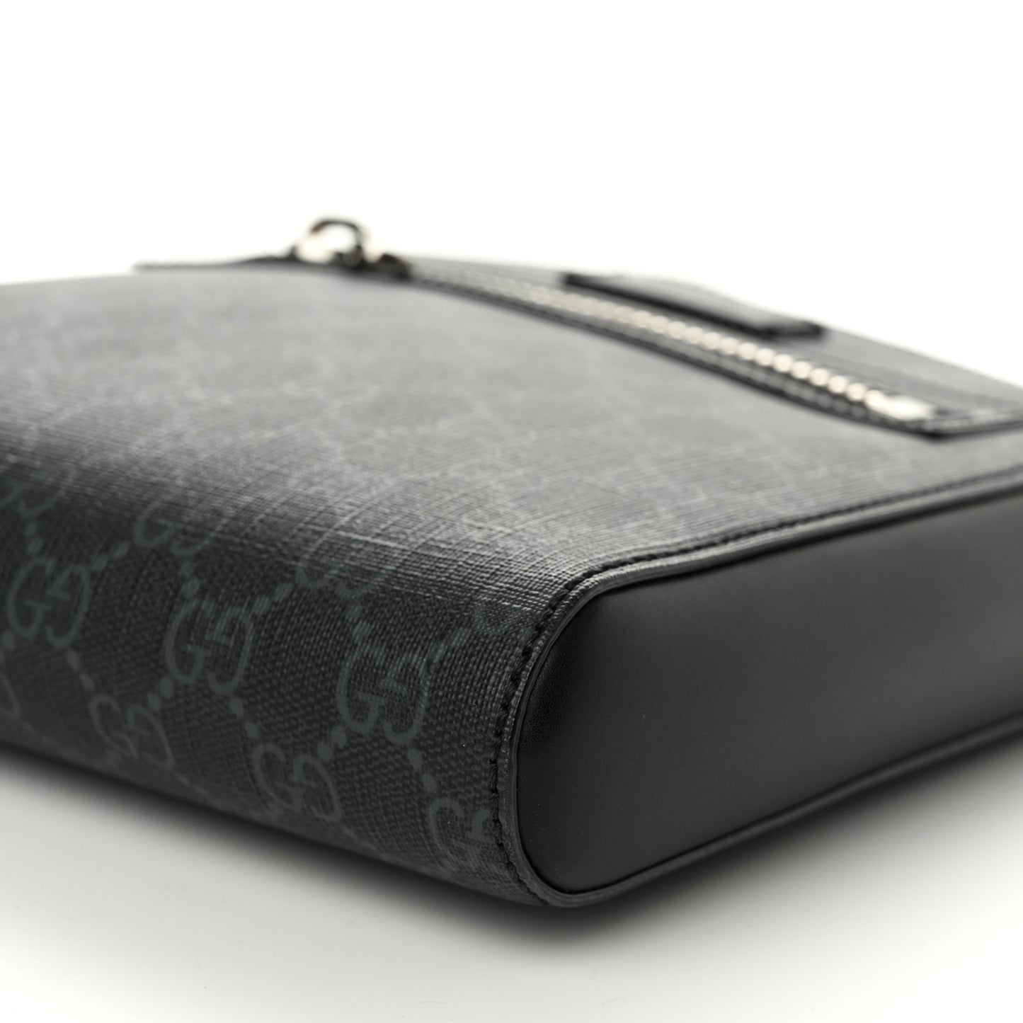 GG Supreme Monogram Web Small Flat Messenger Bag Black Grey