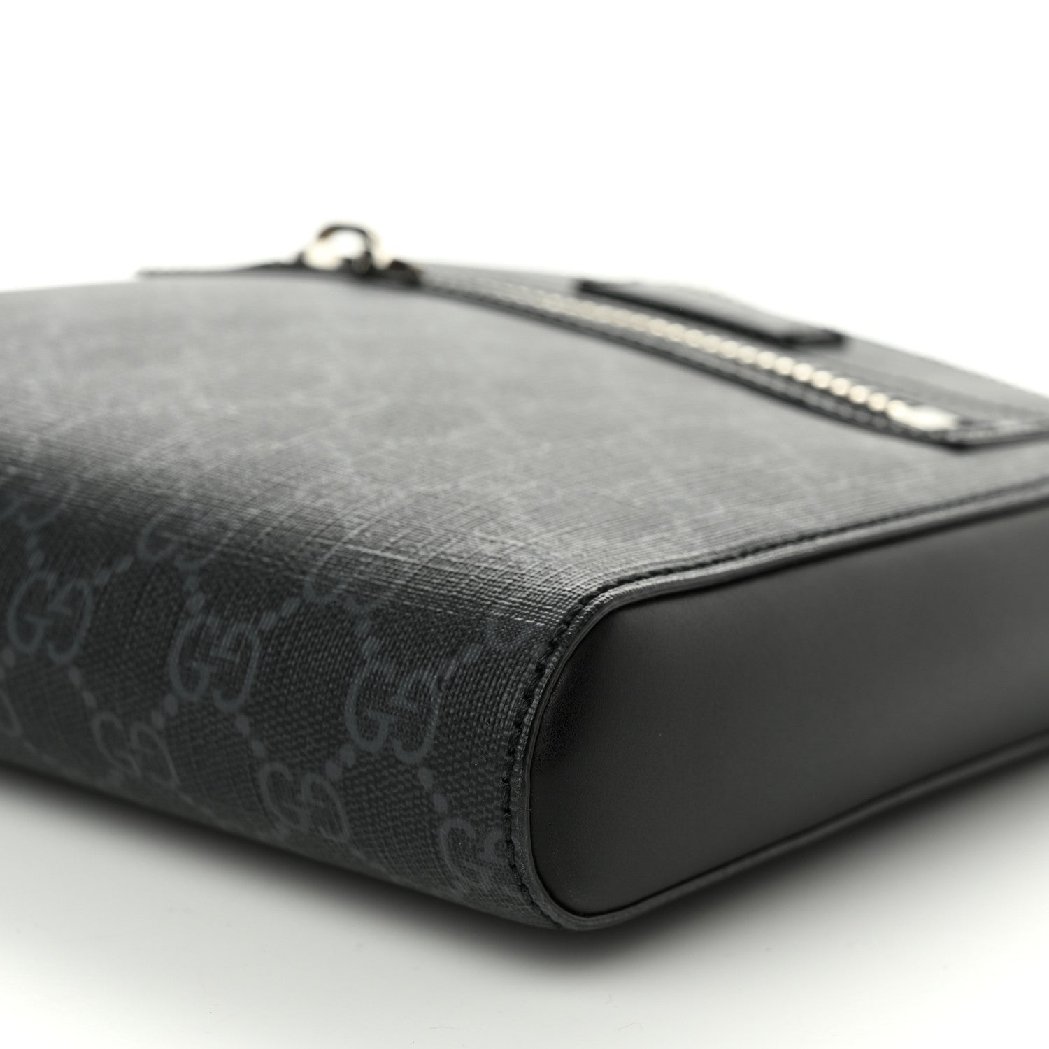 Gucci GG Supreme Monogram Web Small Flat Messenger Bag Black Grey 10 of 12