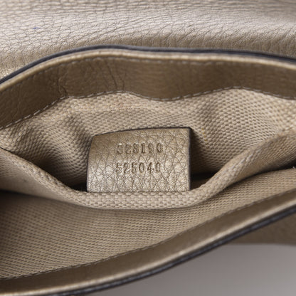 Gucci Metallic Pebbled Calfskin Small Soho Flap Crossbody Golden Beige 6 of 12