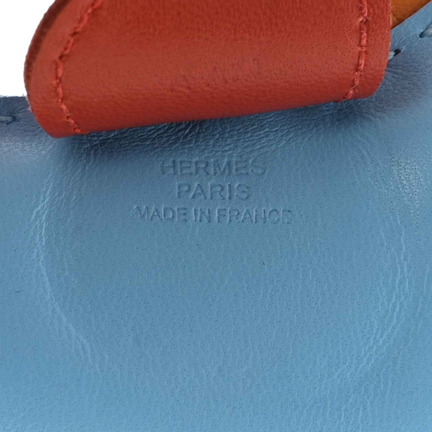 Hermes Milo Lambskin Grigri Rodeo Horse Bag Charm MM Celeste Naturel Bouton D'Or Cornaline 3 of 4