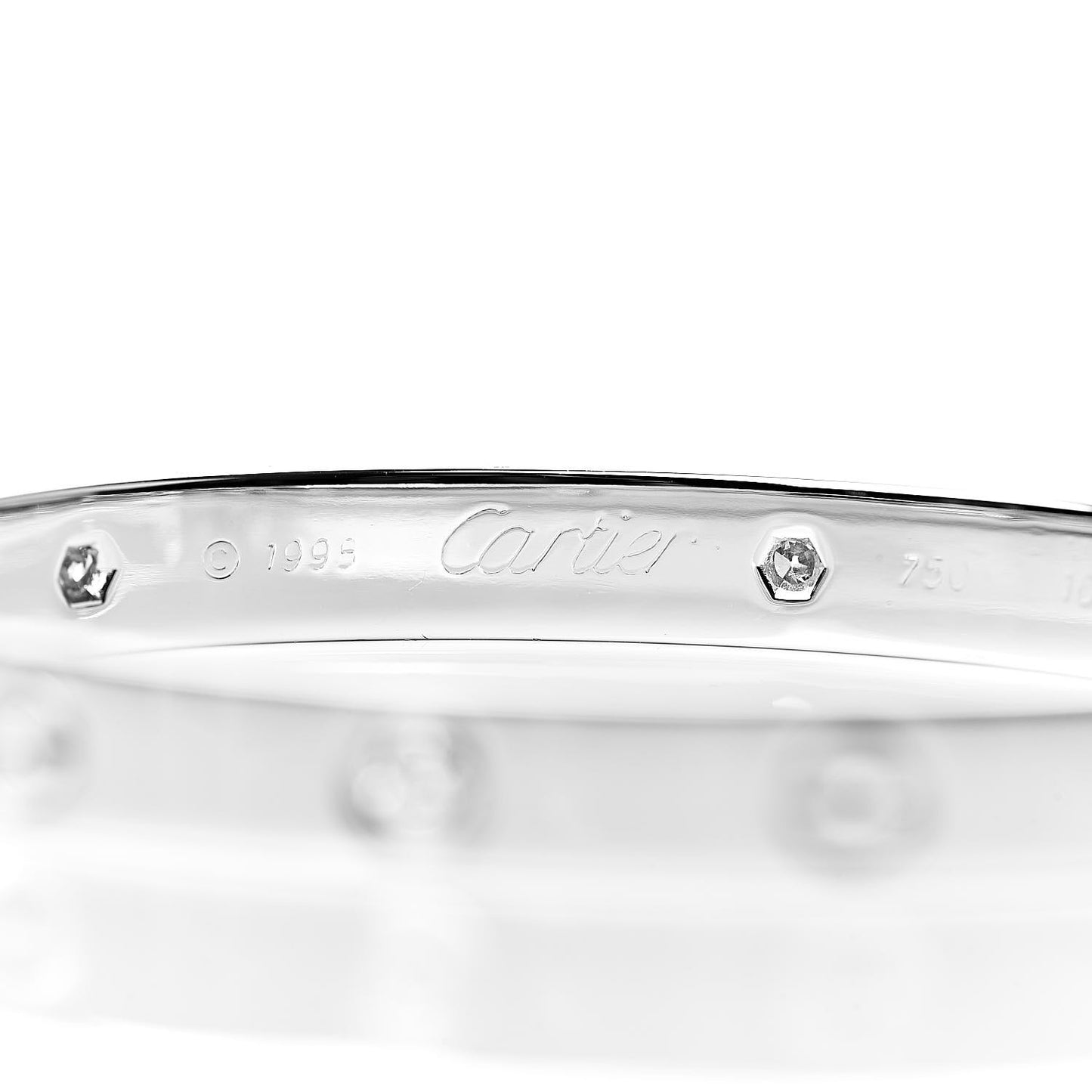 18K White Gold 6 Diamond LOVE Bracelet 16