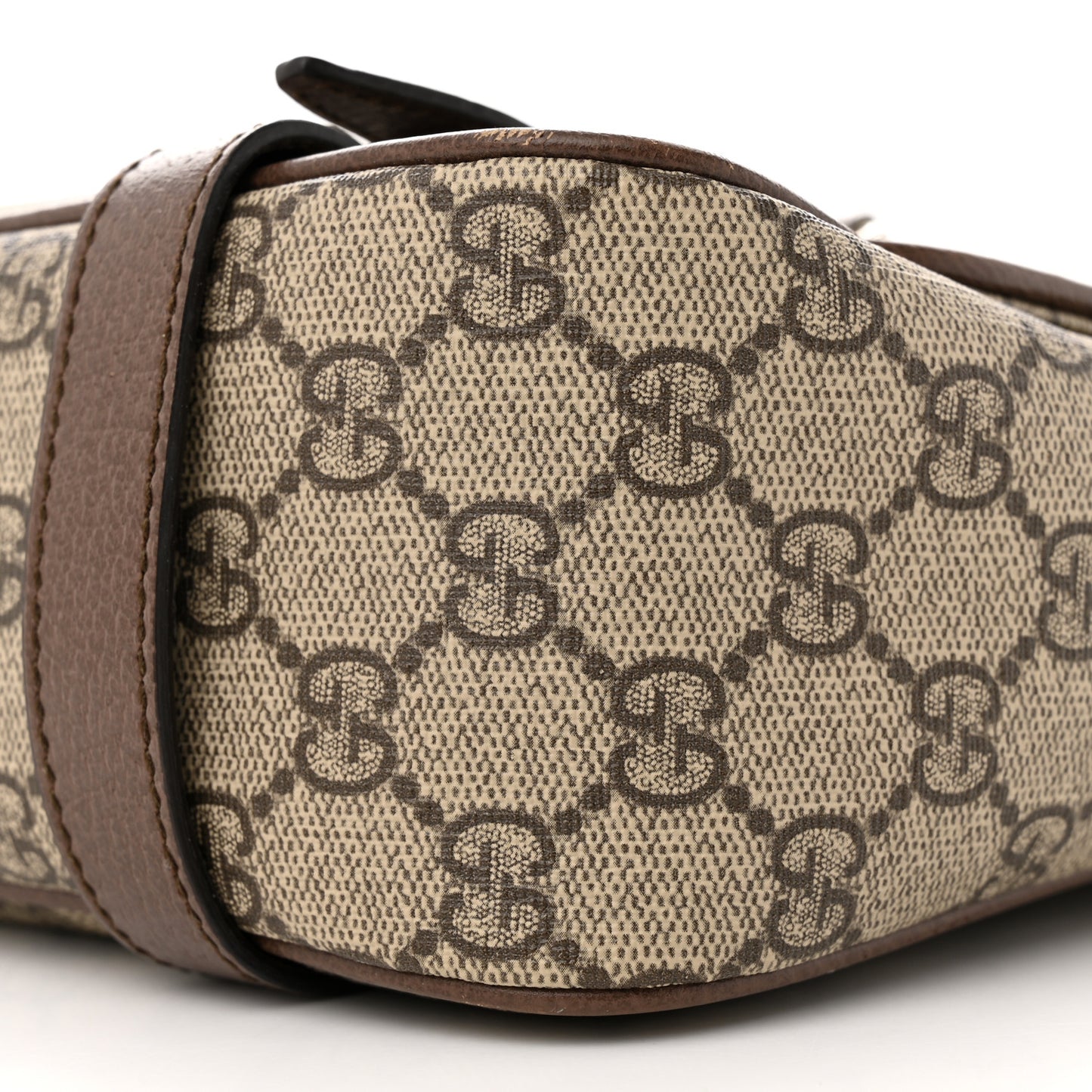 GG Supreme Monogram Textured Dollar Calfskin Retro Interlocking G Flap Messenger Bag Beige Ebony New Acero
