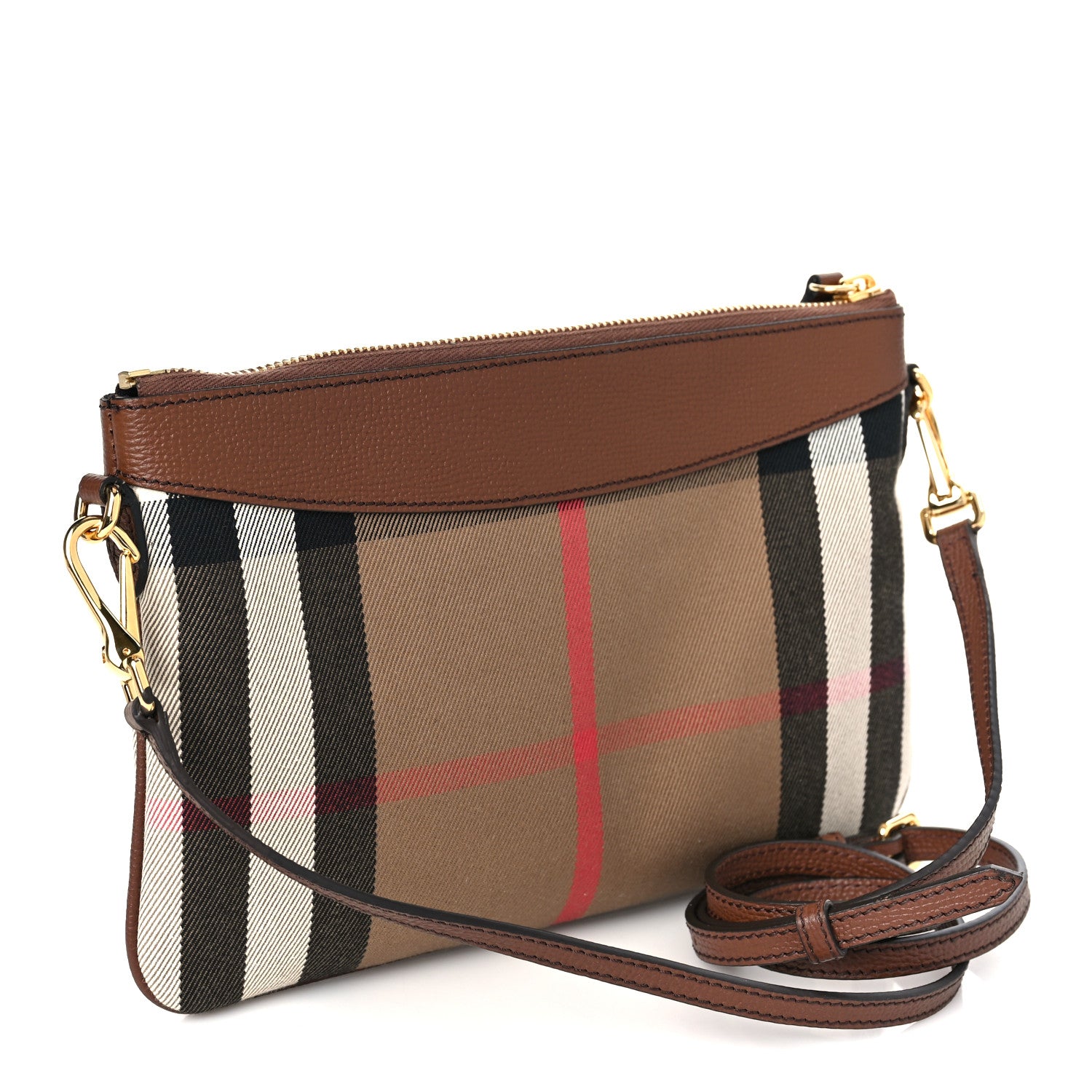 Burberry House Check Derby Peyton Crossbody Clutch Bag Tan 3 of 8
