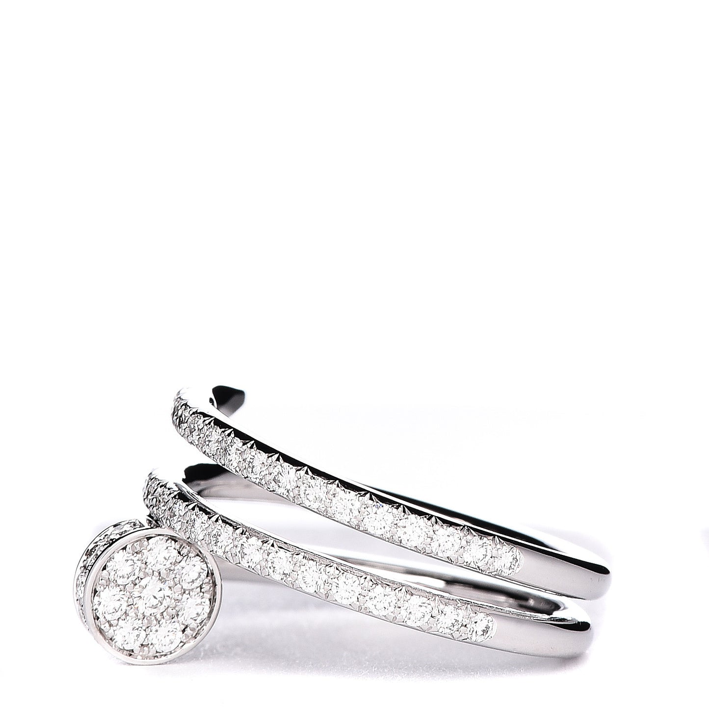 18K White Gold Diamond Double Juste Un Clou Paved Wrap Ring 50 5.25