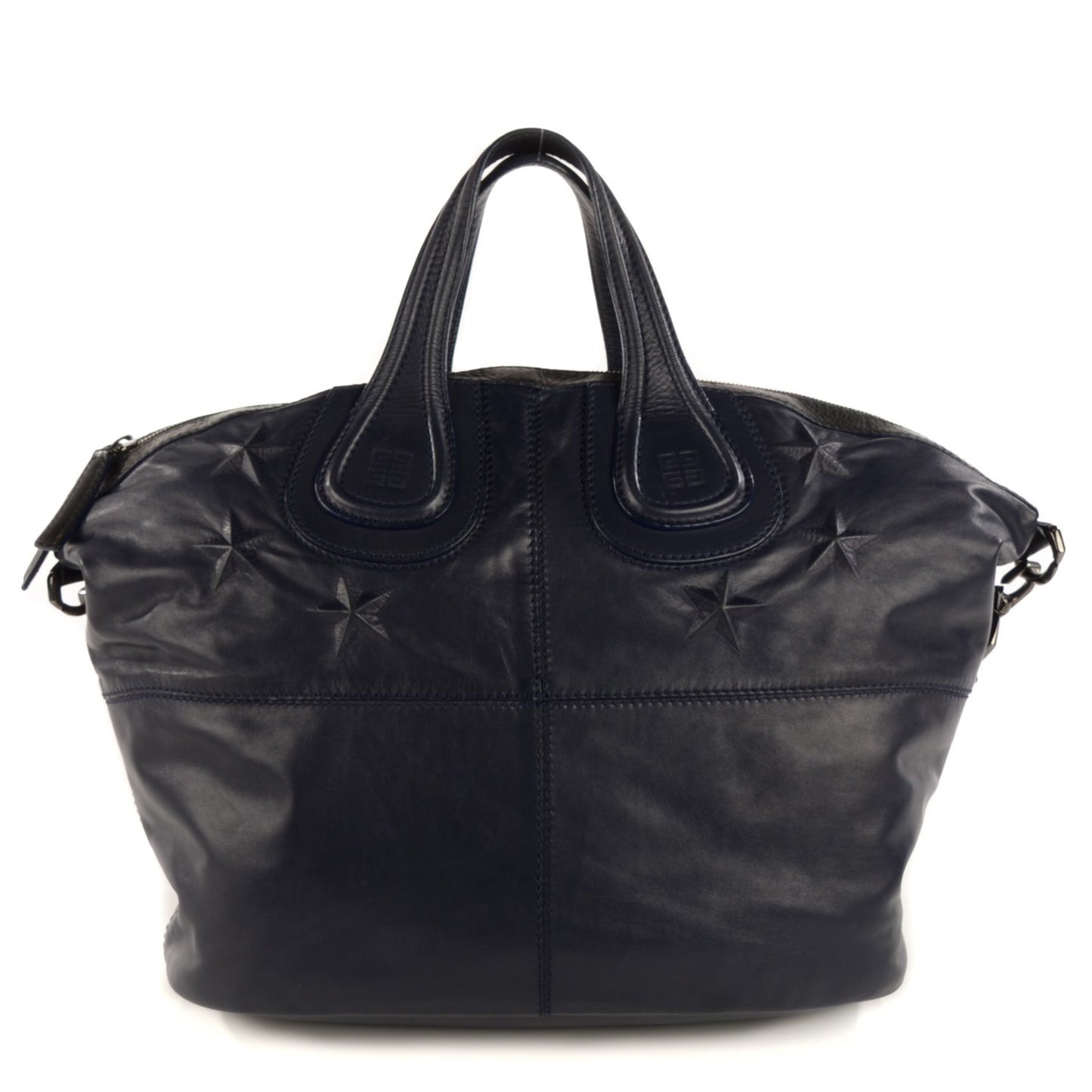 Calfskin Star Embossed Studded Medium Nightingale Navy Black