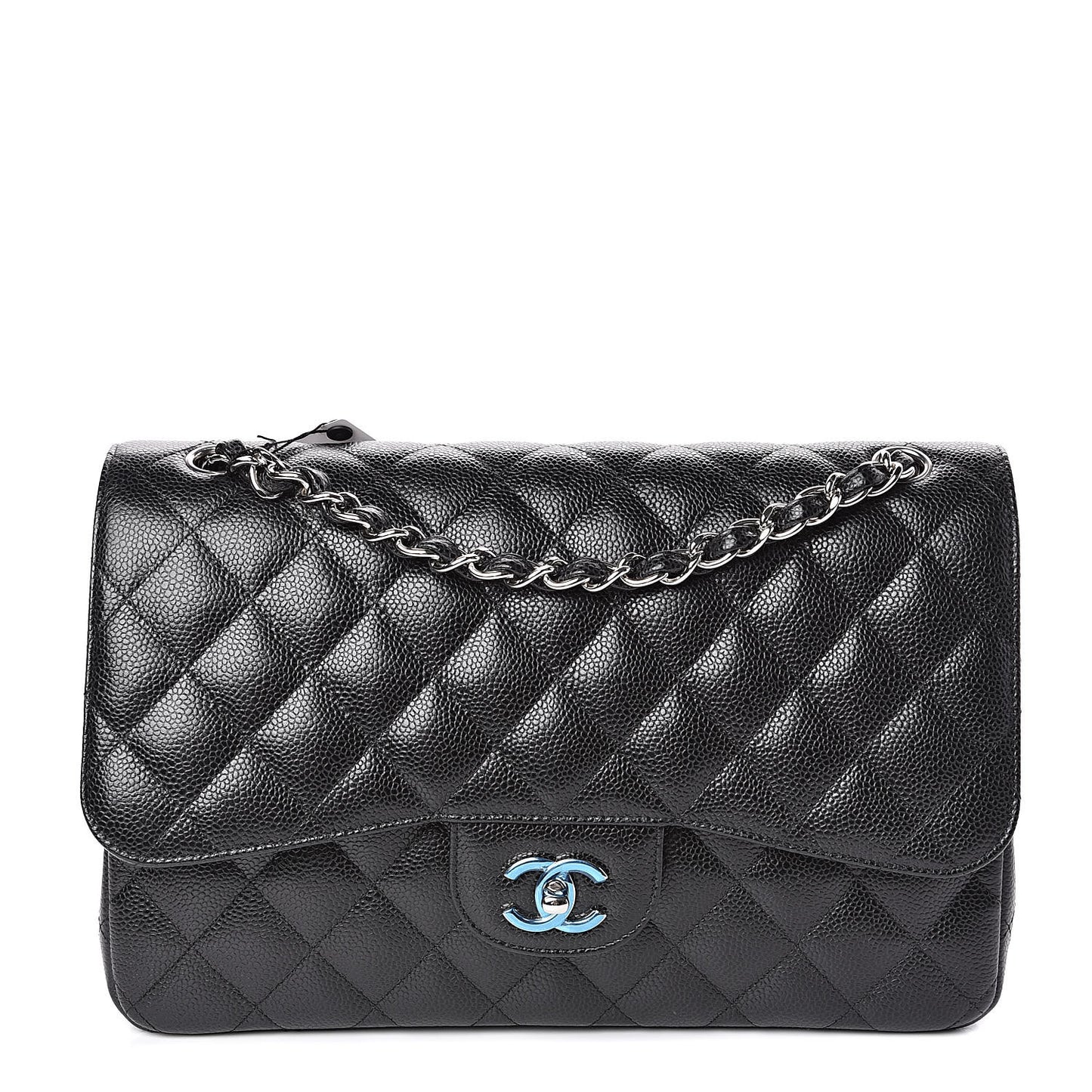 Caviar Quilted Jumbo Double Flap Black