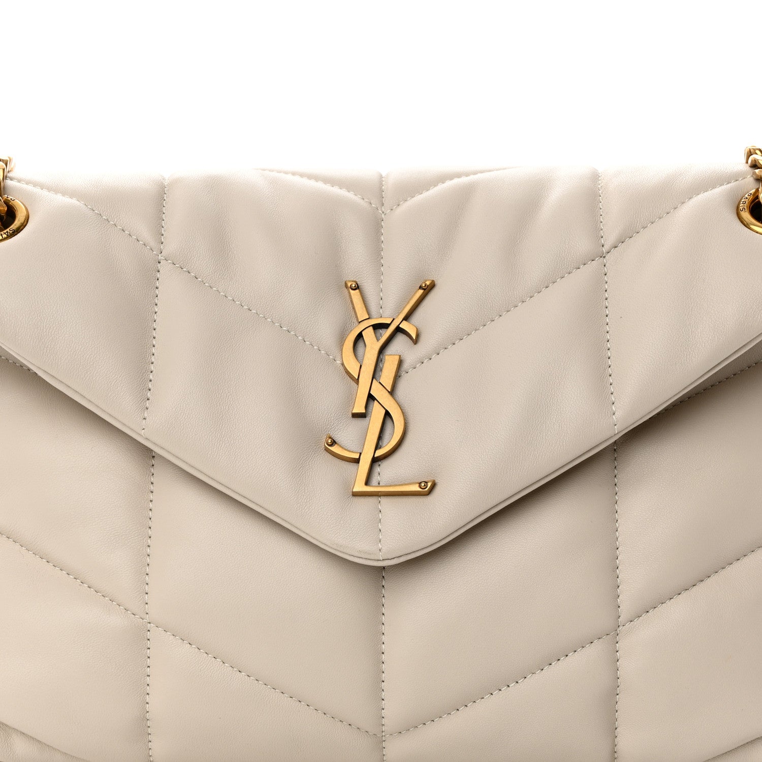 Saint Laurent Lambskin Quilted Small Loulou Puffer Monogram Chain Satchel Crema Soft 7 of 11