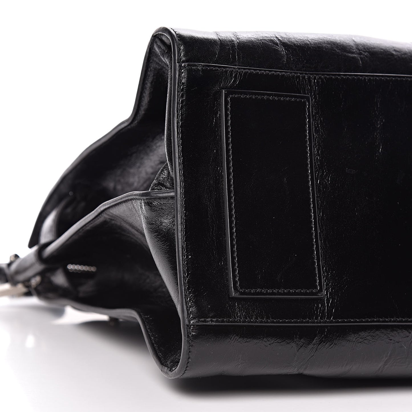 Cracked Shiny Calfskin Souple 36H Sac De Jour Duffle Black