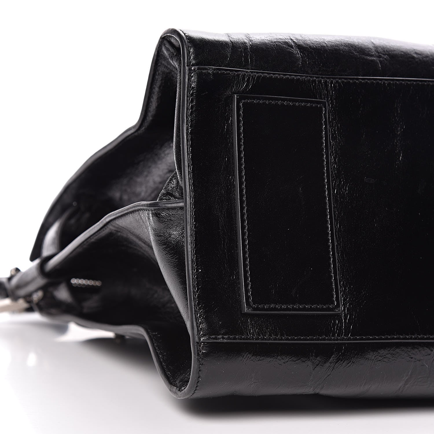 Saint Laurent Cracked Shiny Calfskin Souple 36H Sac De Jour Duffle Black 9 of 11