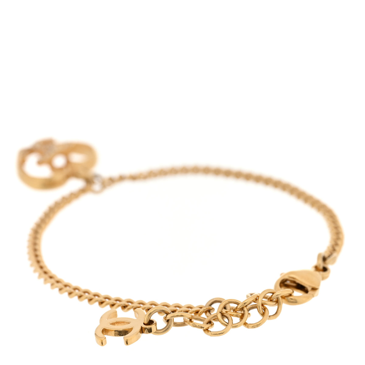 Crystal Chain Heart Bracelet Gold