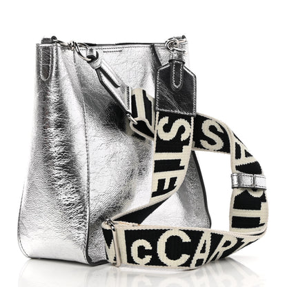 Stella McCartney Metallic Eco Alter Nappa Embroidered Logo Stonewall Crossbody Bag Silver 3 of 14