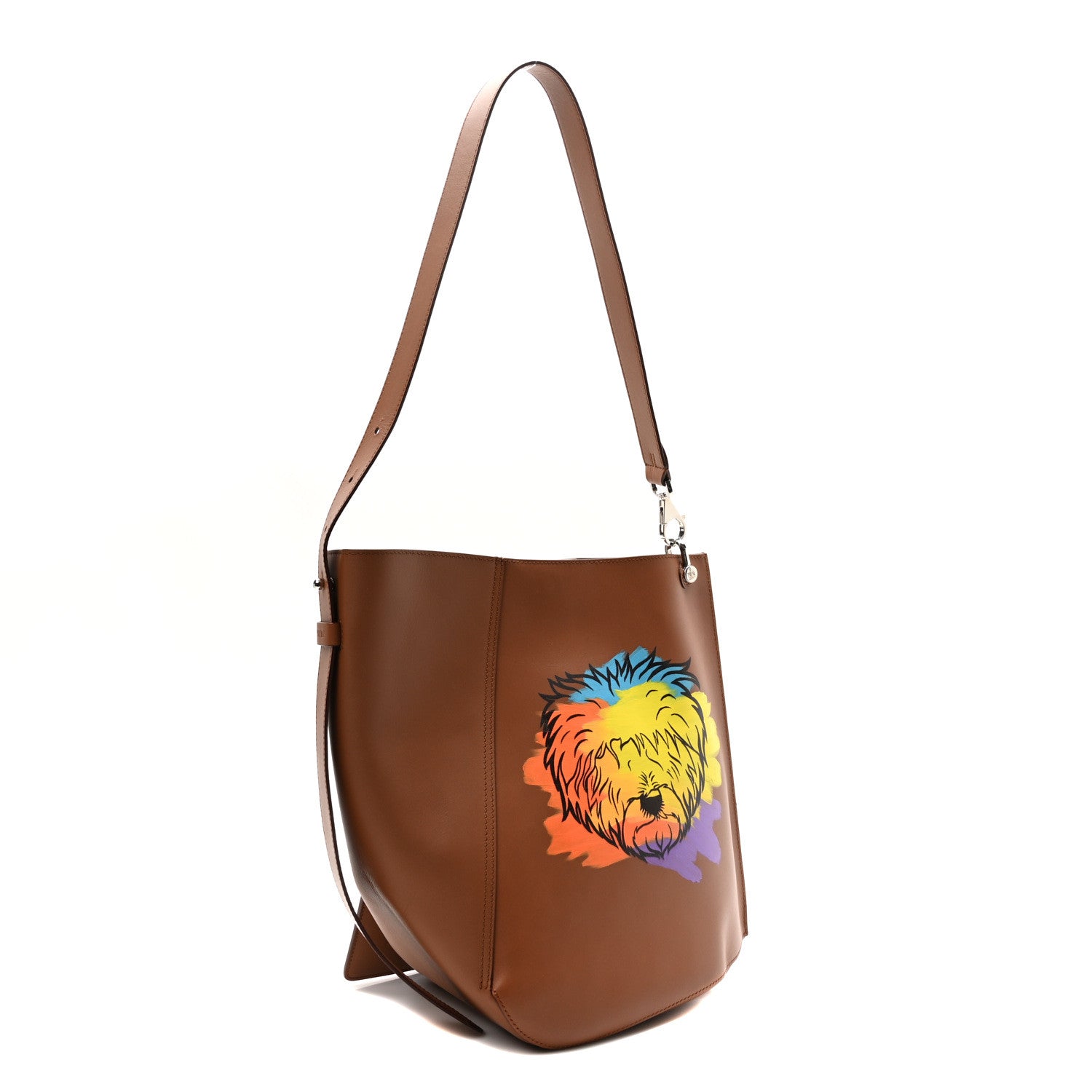 Lanvin X Gallery Dept. Calfskin Medium Hook Bag Camel Multicolor