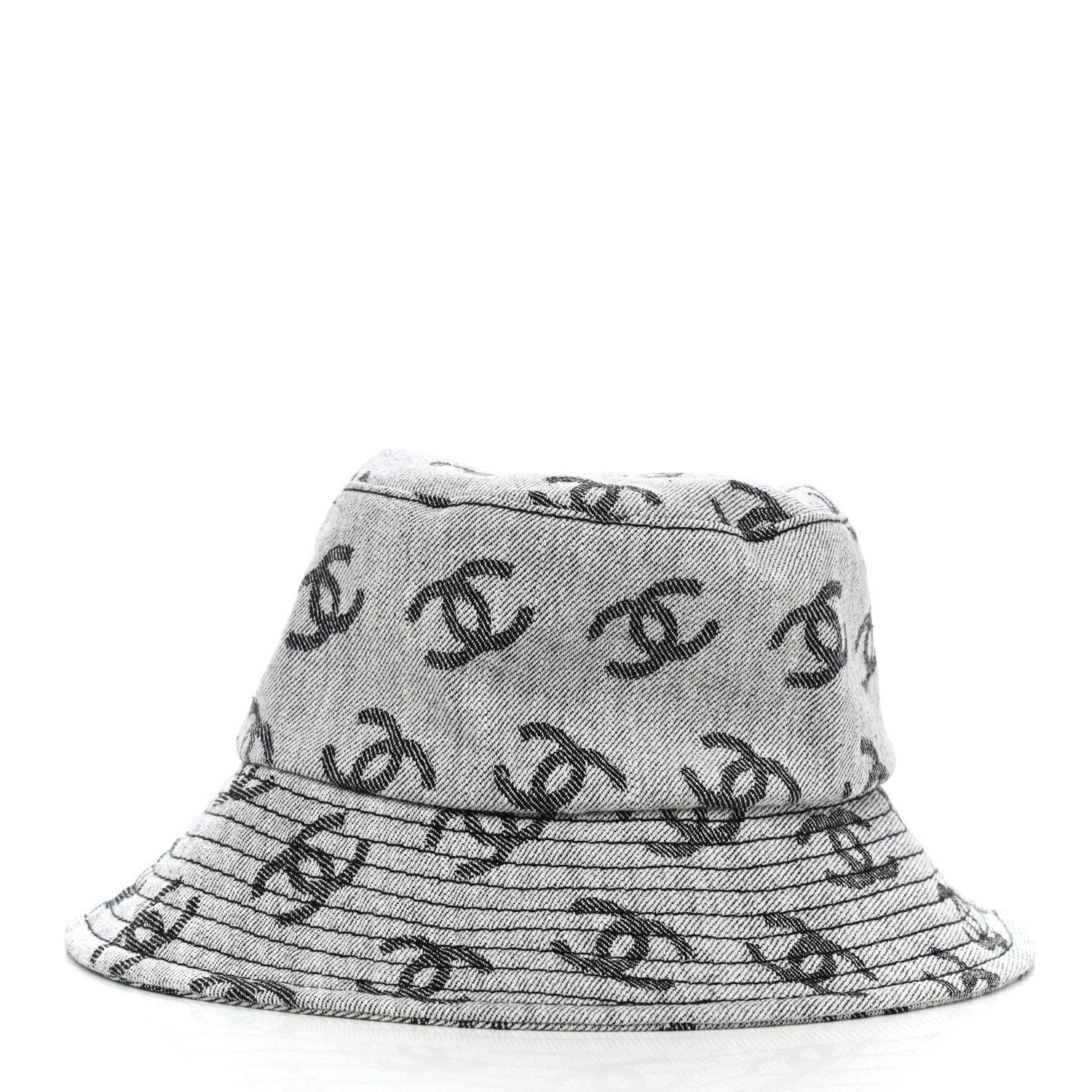 Chanel Denim CC Bucket Hat M White Black 6 of 8