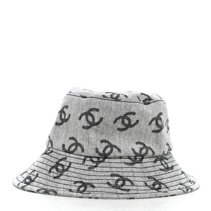 Chanel Denim CC Bucket Hat M White Black 6 of 8