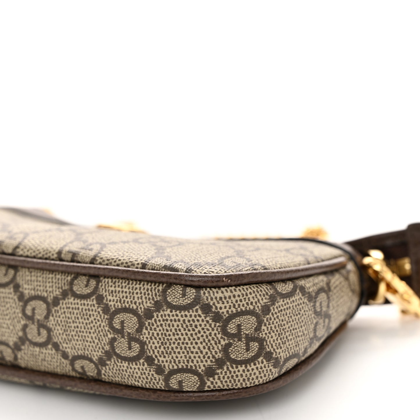 GG Supreme Monogram Textured Dollar Calfskin Mini Ophidia Chain Bag Beige Ebony