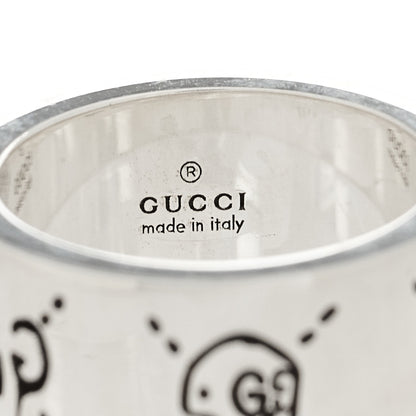 Gucci Sterling Silver GucciGhost Hamlet Skull Band Ring 52 6 6 of 6