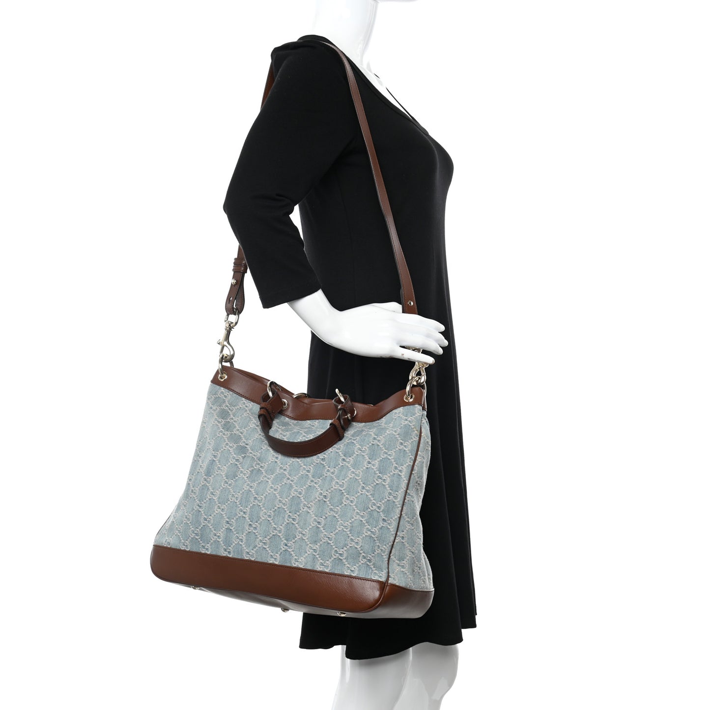 Denim Monogram Medium Valentine Top Handle Bag