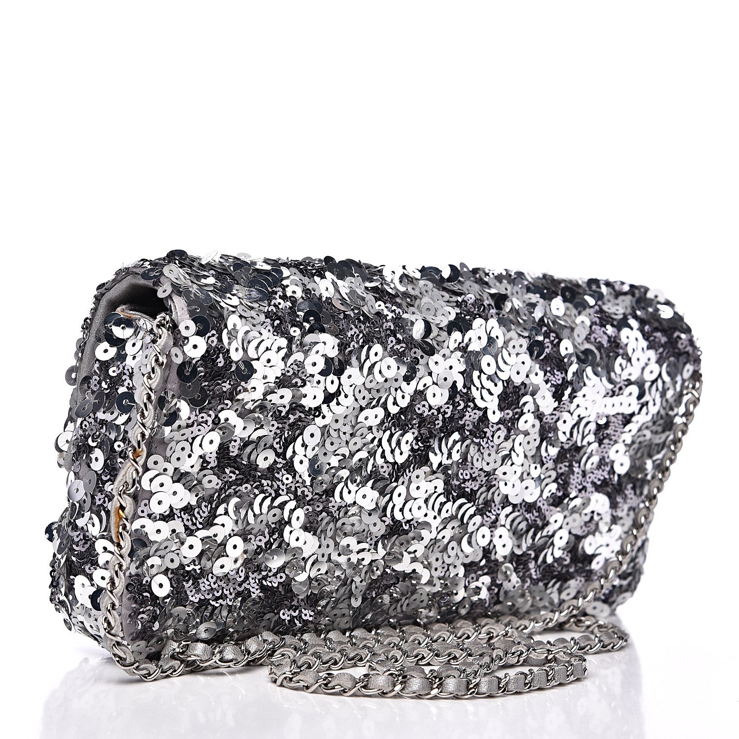 Chanel Sequin Medium Single Flap Silver 2 of 14