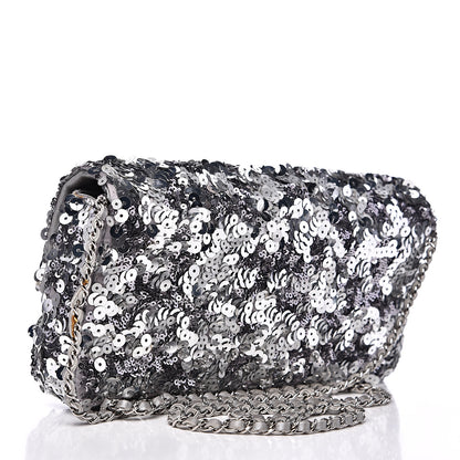Chanel Sequin Medium Single Flap Silver 2 of 14