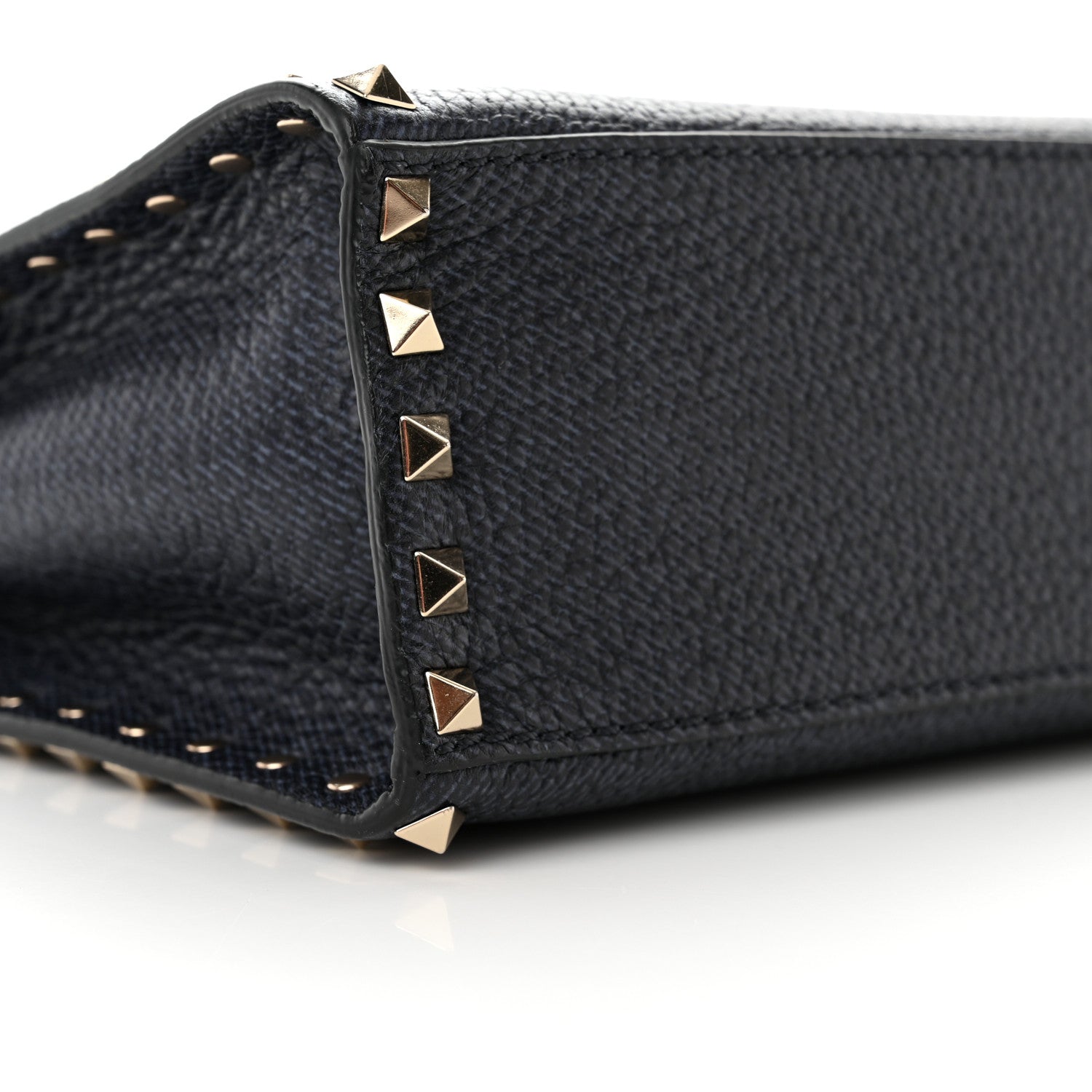 Valentino Garavani Pebbled Calfskin Small Rockstud Single Handle Flap Bag Deep Denim 8 of 9