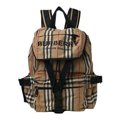 Burberry Nylon Icon Stripe Check Logo Print Backpack Natural 1 of 14