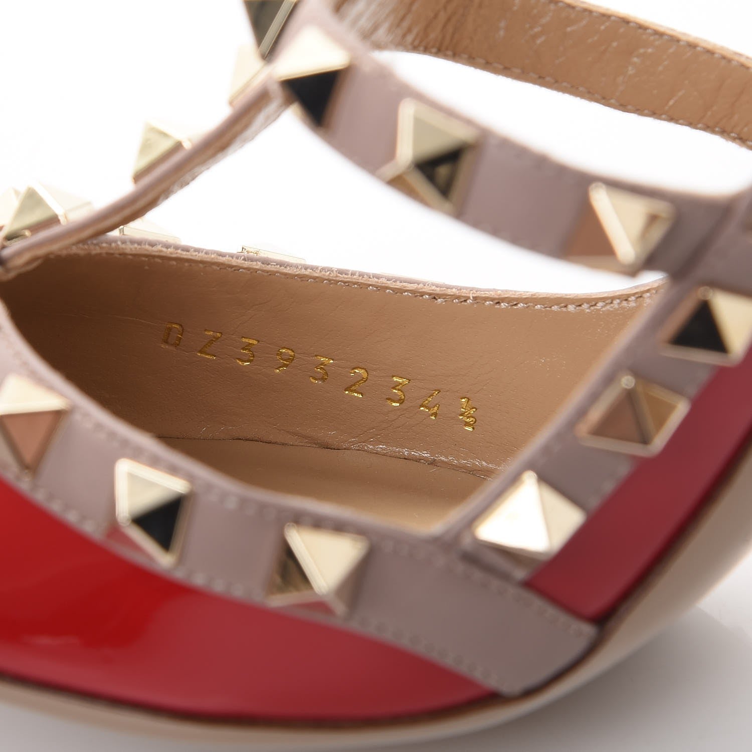 Valentino Garavani Patent Nappa Rockstud Ankle Strap 100mm Pumps 34.5 Rosso Valentino Poudre 8 of 8