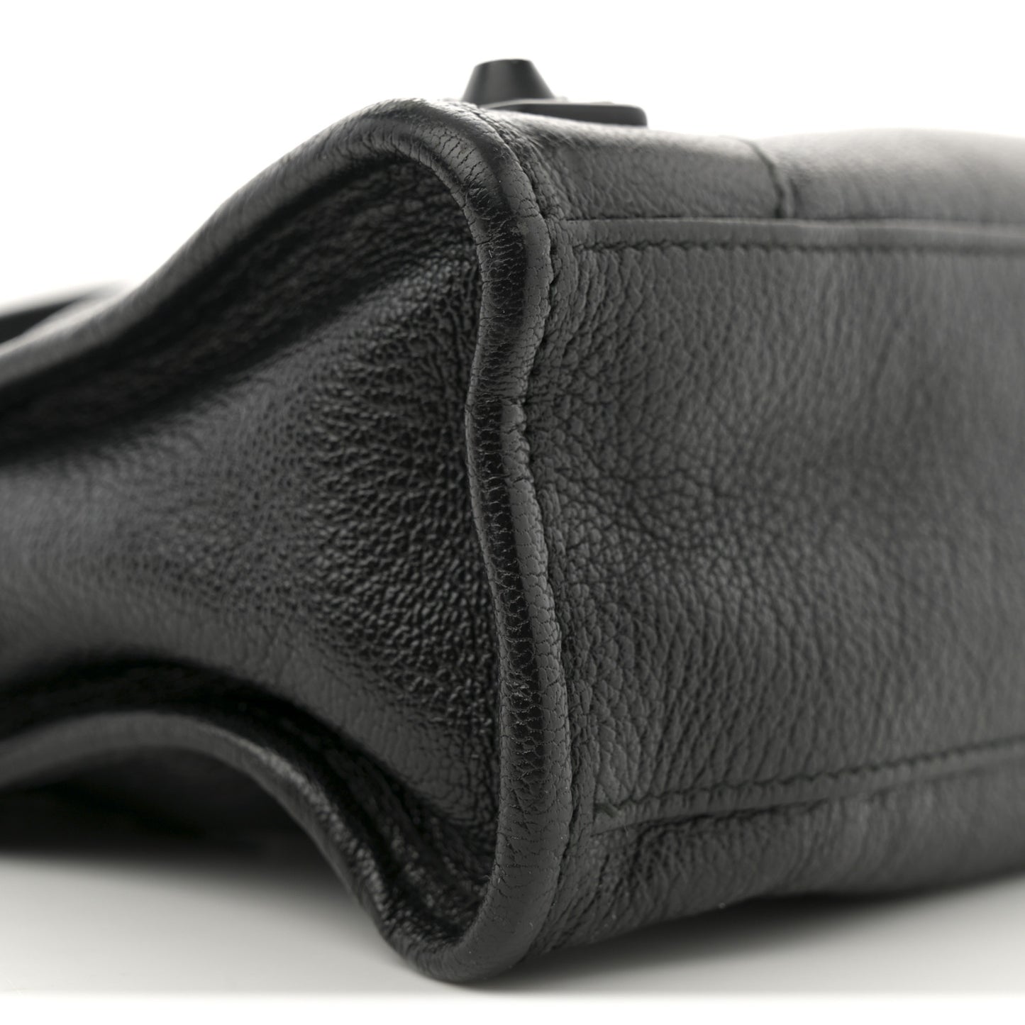 Shiny Goatskin Matte Black Metallic Edge Hardware Mini City Black