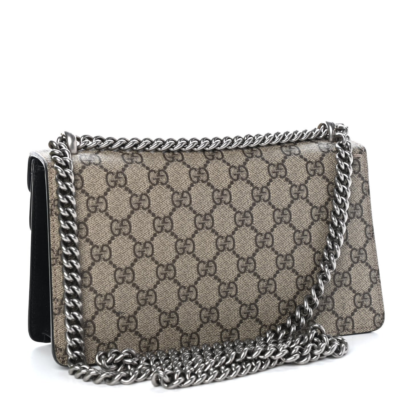 GG Supreme Monogram Suede Crystal Small Dionysus Shoulder Bag Beige Ebony Black