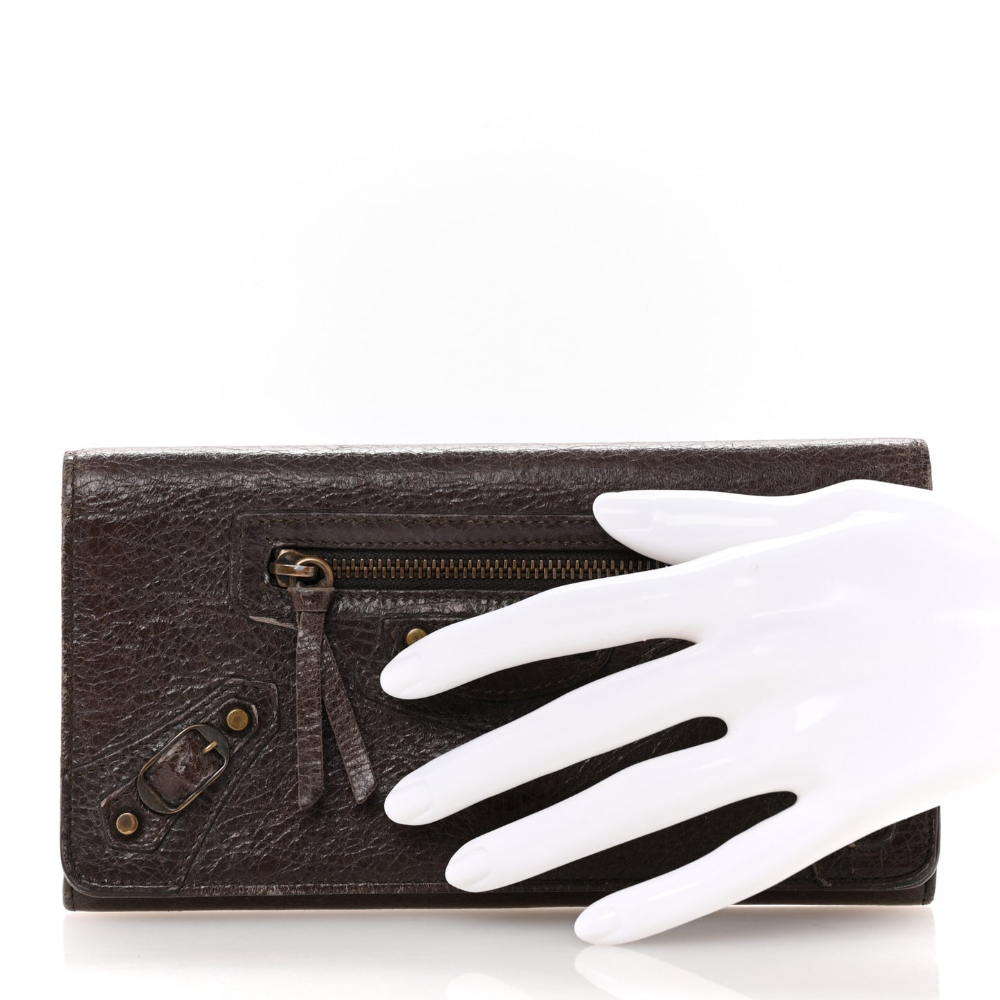 Agneau Classic Hardware Money Wallet Brown