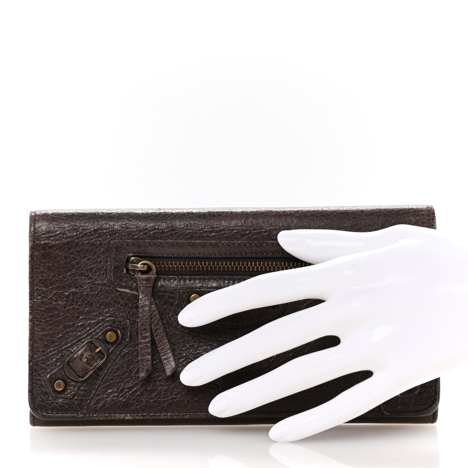 Balenciaga Agneau Classic Hardware Money Wallet Brown 2 of 13