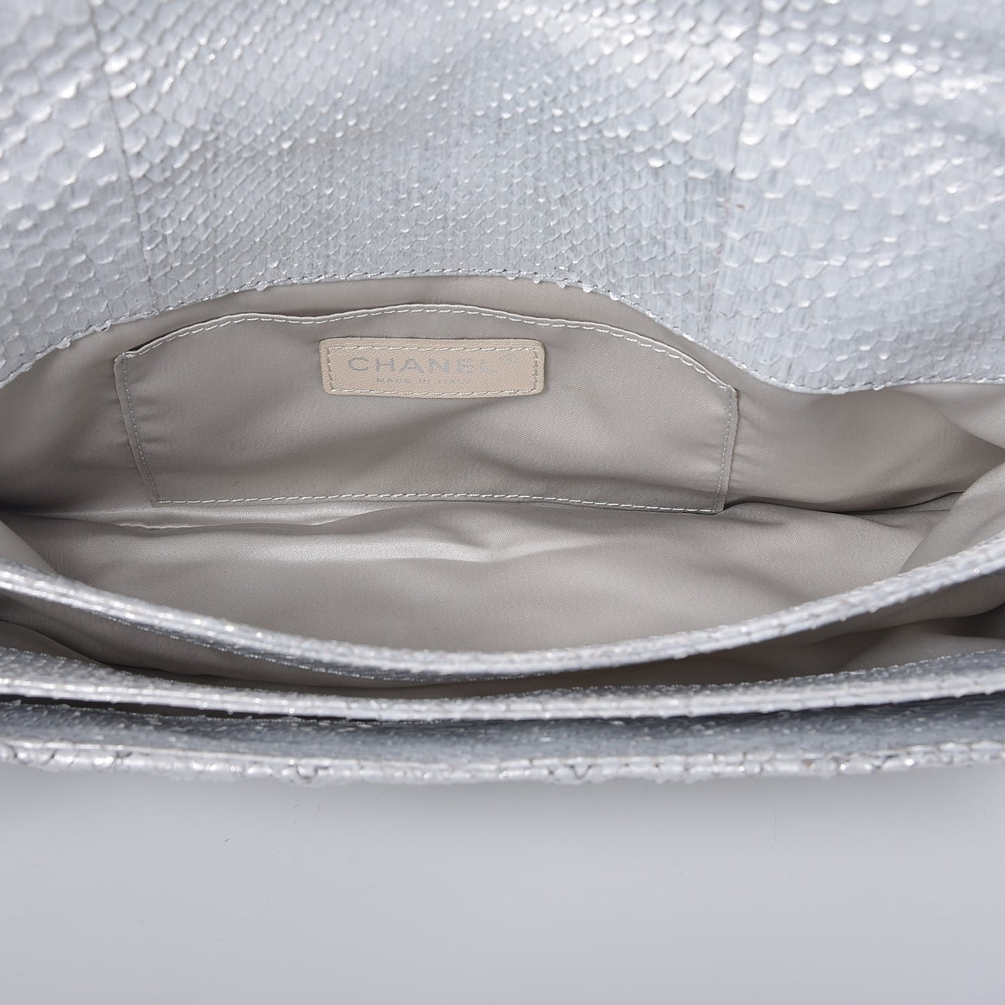 Metallic Python 3 Accordion Flap Silver
