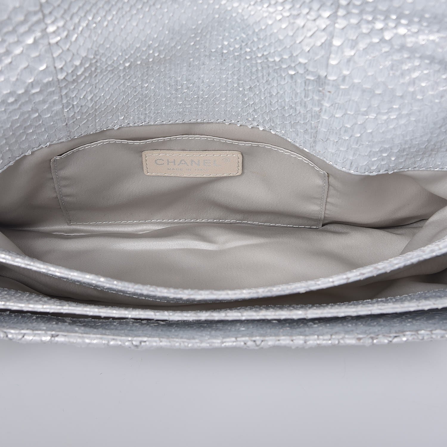 Chanel Metallic Python 3 Accordion Flap Silver 5 of 11