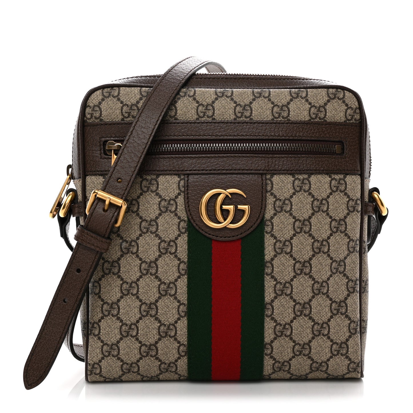 GG Supreme Monogram Web Small Ophidia Messenger Bag Brown