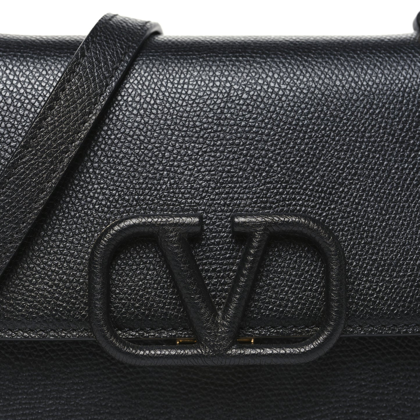 Grainy Calfskin Small VSling Shoulder Bag Black