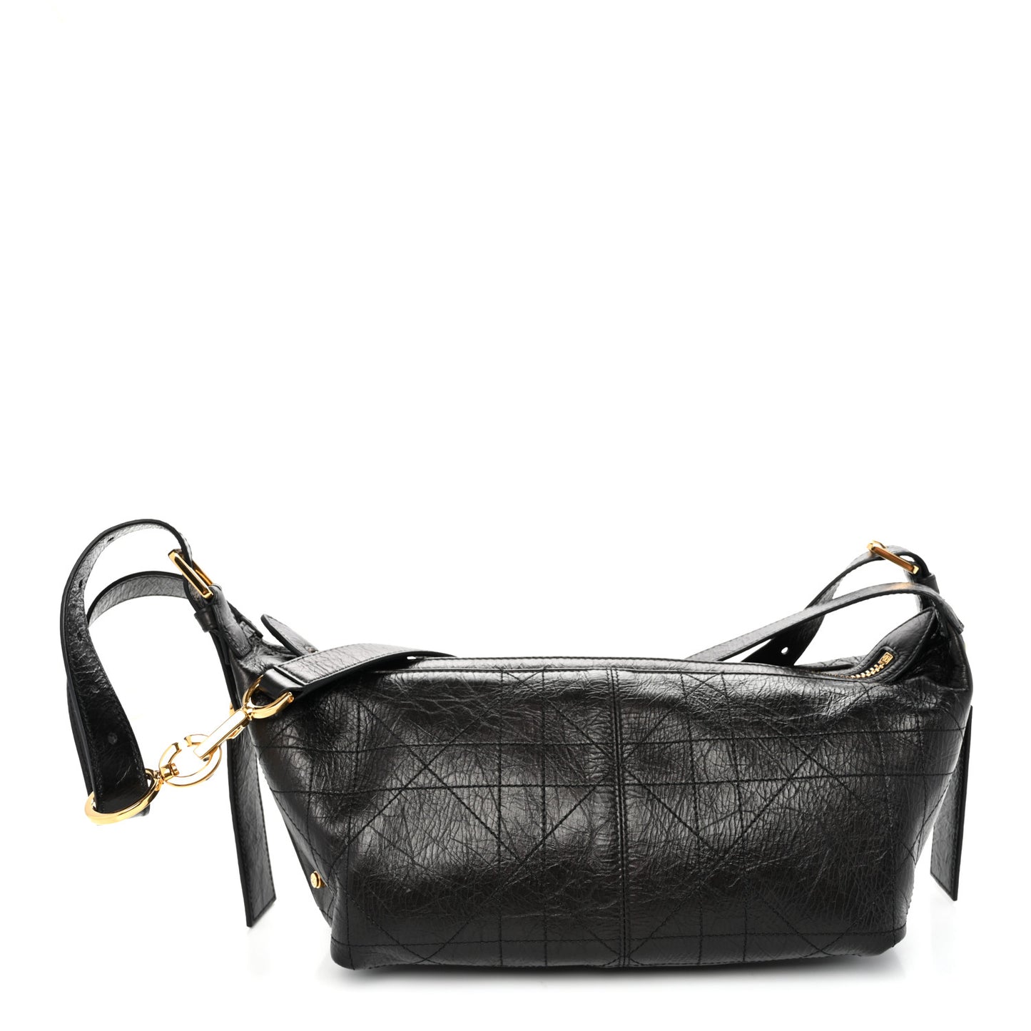 Crinkled Calfskin Macrocannage Small D-Journey Bag Black