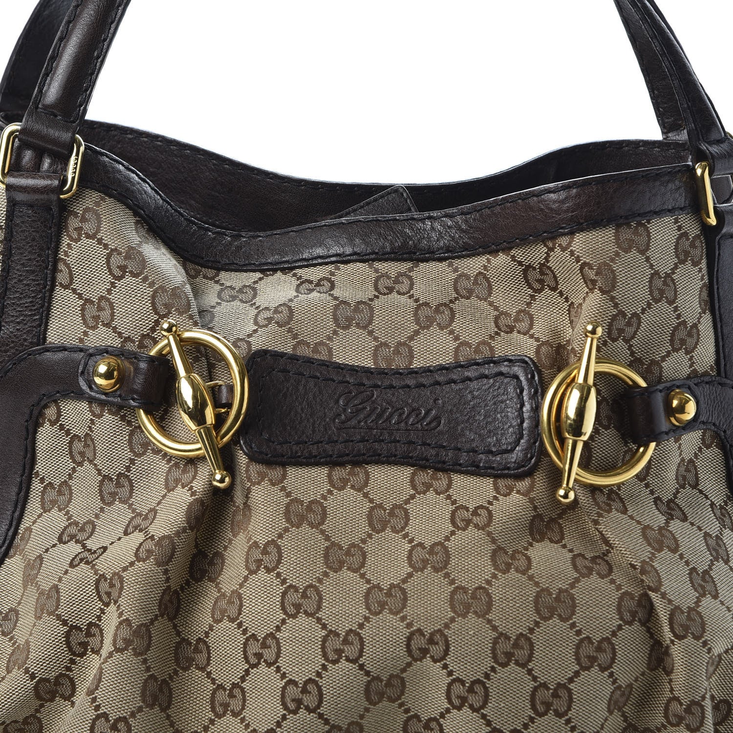 Gucci Monogram Medium Jockey Tote Dark Brown 9 of 9