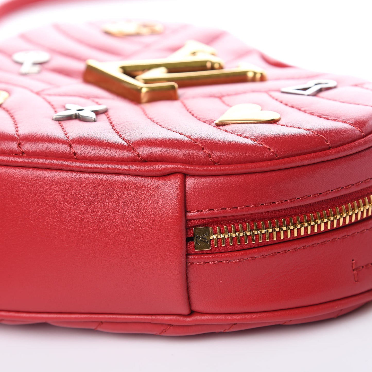 Calfskin Embellished New Wave Love Lock Heart Bag Ecarlate