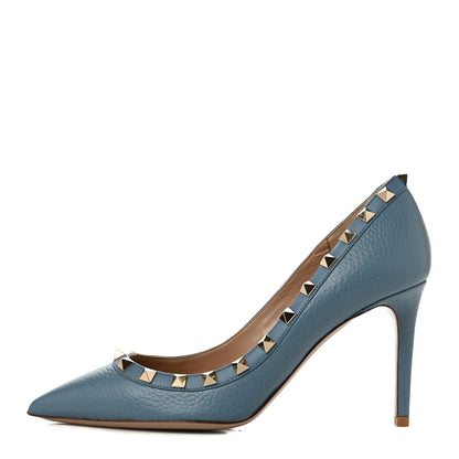 Valentino Garavani Pebbled Calfskin Rockstud 85mm Pumps 36 Grey Sky 1 of 7