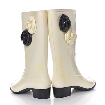 Chanel Rubber Camellia Rain Boots 40 White 6 of 21