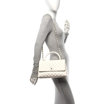 Chanel Caviar Quilted Small Coco Handle Flap White 2 of 11
