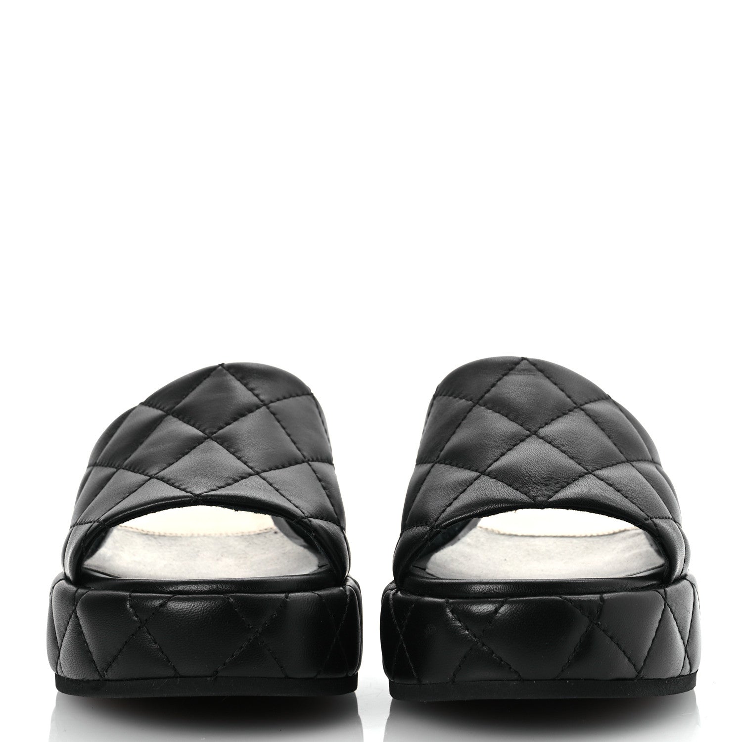 Chanel Lambskin Quilted Camelia CC Wedge Sandal Mules 39.5 Black 3 of 13