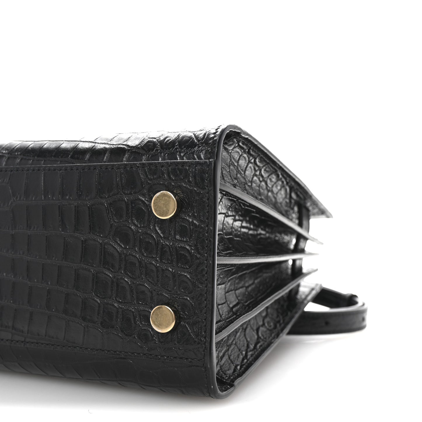 Calfskin Crocodile Embossed Baby Sac De Jour Black