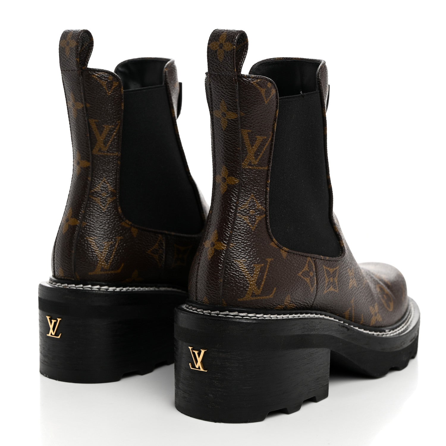 Louis Vuitton Patent Monogram LV Beaubourg Ankle Boots 37 Black 4 of 8