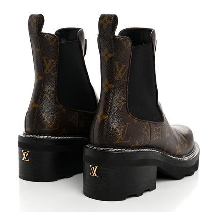 Louis Vuitton Patent Monogram LV Beaubourg Ankle Boots 37 Black 4 of 8