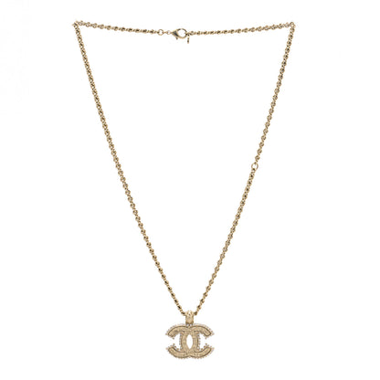 Chanel Metal Crystal Scarab CC Pendant Necklace Gold 3 of 6