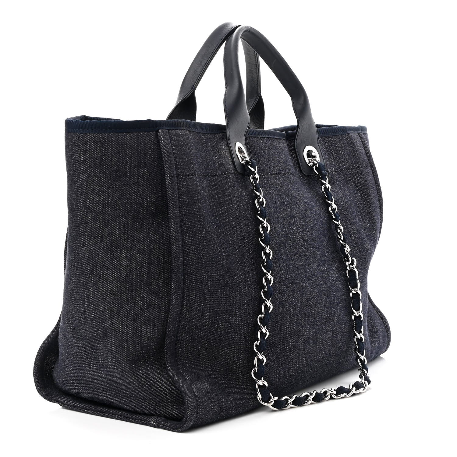 Chanel Denim Medium Deauville Tote Dark Blue 3 of 9