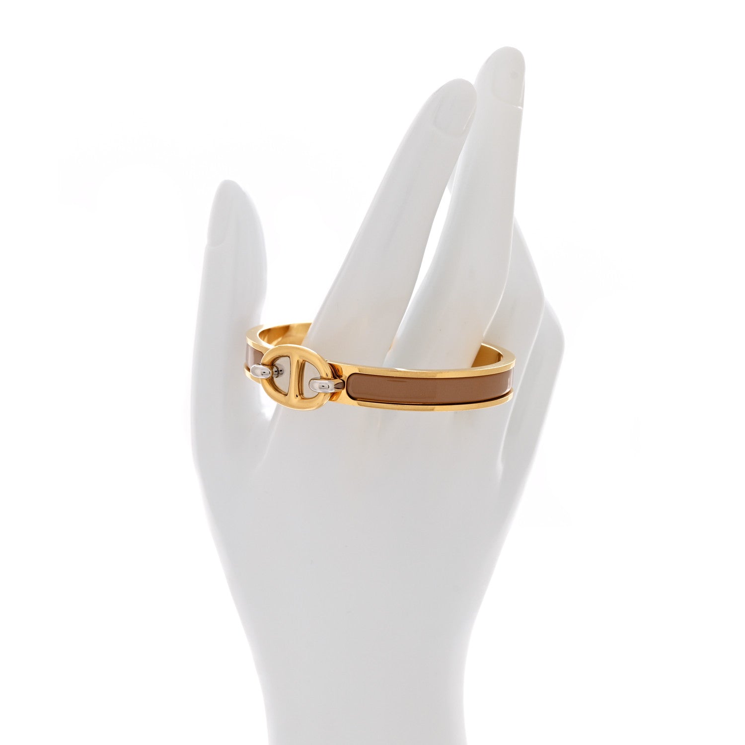 Hermes Enamel Mini Clic Chaine d'Ancre Bracelet PM Marron Glace 2 of 4