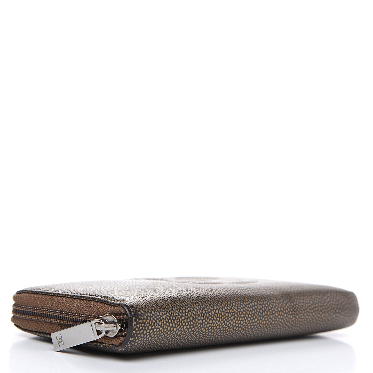 Metallic Caviar Large Timeless CC Zip Around Wallet Bronze
