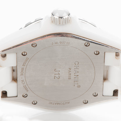 Chanel Stainless Steel Ceramic Diamond 38mm J12 Automatic Watch White 5 of 5